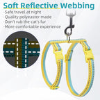 PUPTECK Adjustable Cat Harness and Leash Set Escape Proof Kitten Strap Collar for Walking Travel, Yellow Blue