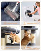 PETEPELA 45.7" Cat Tree for Indoor Cats, 5-Level Cat Tower for Large Cats with Metal Frame Large Hammock (17.3"x15.3"), Cat Condo with (18.5"x13") Big Top Perch & 4 Sisal Covered Scratching Post Dark