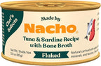 Made by Nacho Flaked Filets Recipe in Bone Broth, Grain-Free Chef's Selects Wet Food for Cats Balanced Diet in Naturally Hydrating Pumpkin-Infused Broth (3.0 oz (Pack of 12), Tuna & Sardine)