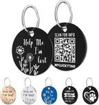 Myluckytag QR Code Stainless Steel Personalized Dog ID Tag, Engraved Dog Collar Tag with Online Pet Profile and Location Alert Email