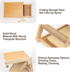 Cat Scratching Pads Sisal Pad Kitten Scratchers Ramp Kitty Scratcher Sisal Cat Scratcher Solid Wood Cats Scratching Board Platform Style (with Wooden Cat Teaser)