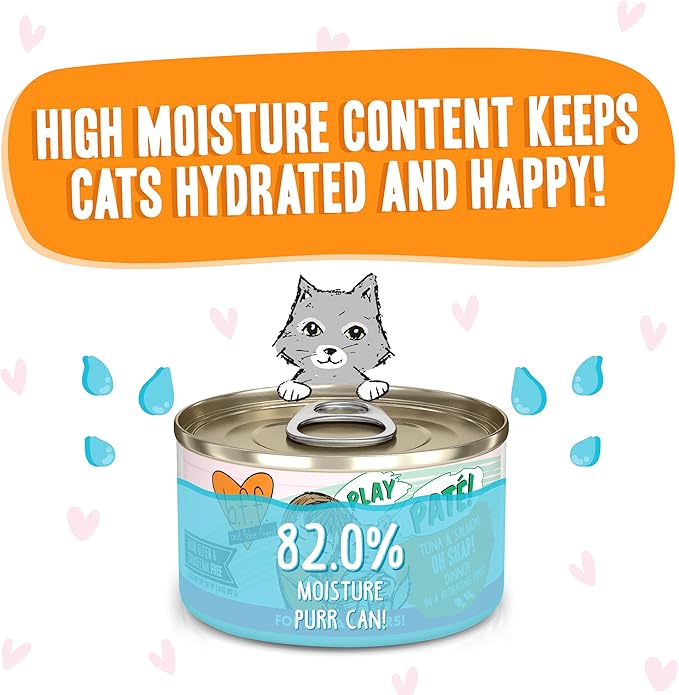 B.F.F. Play - Best Feline Friend Paté Lovers, Aw Yeah!, Tuna & Salmon Oh Snap! with Tuna & Salmon, 2.8oz Can (Pack of 12)