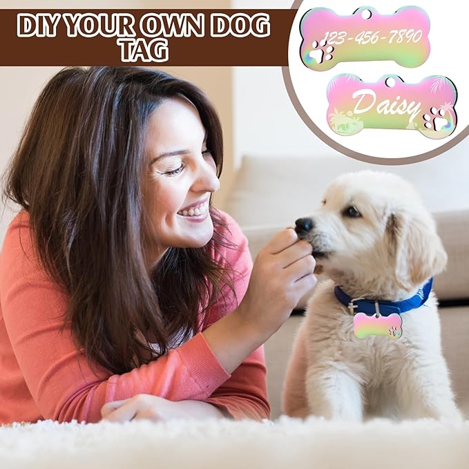 Hicarer 30 Pcs Stainless Steel Blank Pet ID Tags Personalized Dog Name Tag with Hollow Design Engraved on Both Sides Dog Cat Collar Name Accessories Regular Size DIY(Bone Shape)