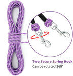 Rypet Reflective Cat Long Leash - 30 FT Escape Proof Walking Leads Yard Long Leash Durable Safe Personalized Extender Leashes Traning Play Outdoor for Kitten, Puppy, Rabbit and Small Animals(Purple-M)