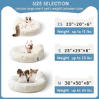 Round Dog Bed for Small Dogs & Cats -Washable Dount Cute Cat Bed for Indoor Cats, Orthopedic Sherpa Fleece Soft Cozy Calming Pet Bed with Removable Zipper Cover (White, (23x23x8inches))