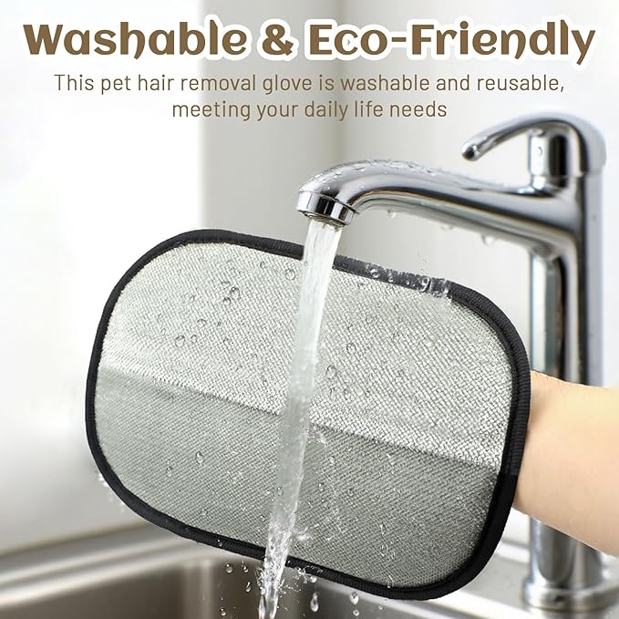 2 Pack Pet Hair Removal Gloves, Reusable Electrostatic Pet Hair Remover, Newly Upgraded Efficient Lint Remover Tool for Dog & Cat Hairfor Couch, Furniture, Car Seat, Carpet, Clothing