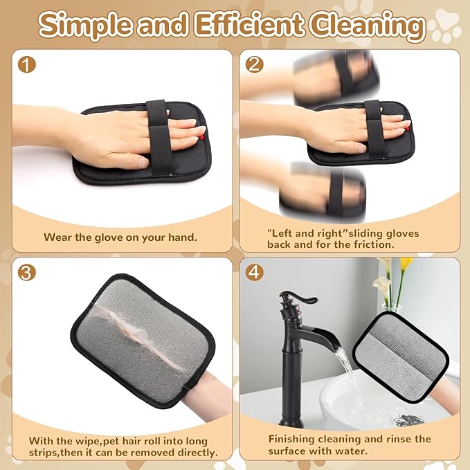 1PCS Newly Pet Hair Removal Gloves,Reusable Electrostatic Cat Dog Pet Hair Removal Gloves,Hair Remover for Couch,Furniture,Carpet,(1 Pack Glove,1Red Lint Scraper) Cat and Dog Glove.