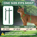 Cat Harness and Leash Set - Green Lightweight Soft Kitten Harness Escape Proof, Adjustable Travel Pet Harness for Walking，Easy Control Comfortable Outdoor (Green, One Size Fits All)