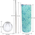 Sea Turtle Tumbler With Lid and Straw Sea Turtle Stuff Gifts for Women 20 oz Insulated Stainless Steel Skinny Tumbler Water Bottle Travel Mug Wine Cups
