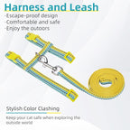 PUPTECK Adjustable Cat Harness and Leash Set Escape Proof Kitten Strap Collar for Walking Travel, Yellow Blue
