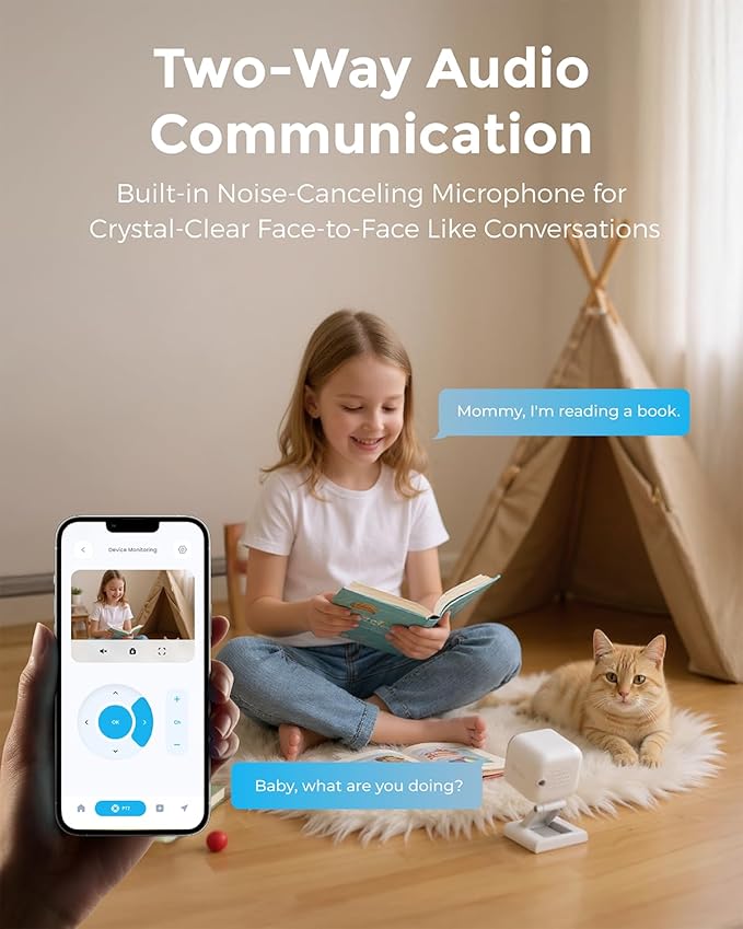 Devo Security Camera 2K |WIFI6 | Indoor |Baby Monitor & Pet Camera | 2-Way Audio, Color Night Vision, Live Stream, Motion Alerts & Notifications White,1 Cam