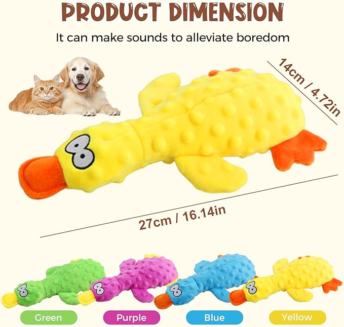 Quack-Quack Duck Dog Toy,Durable Plush Chew Toy with Sounds,Stuffed Plush Calming Duck Dog Toy for Indoor Puppies and Senior Pups (A-Blue, Small)