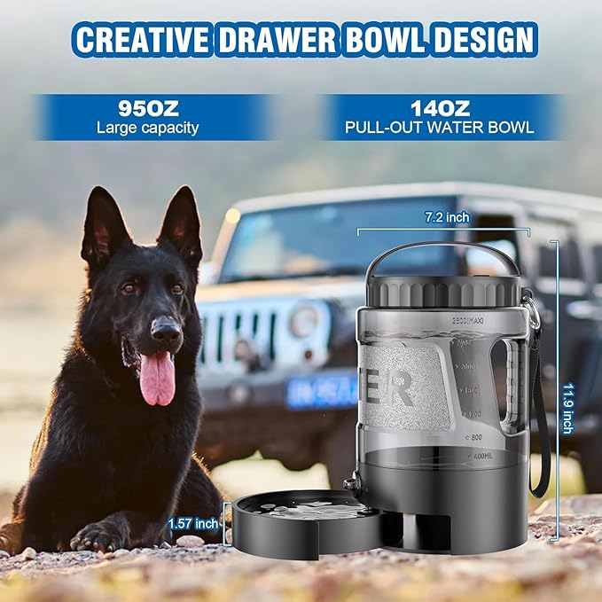 Dog Water Bottle Travel Bowl - 95oz Large Portable Dog Water Bowls Dispenser for Camping Essentials Hiking Traveling Beach Car Park Accessories, Leak Proof Pet Drinking Bottle Jug Bowls Dispenser