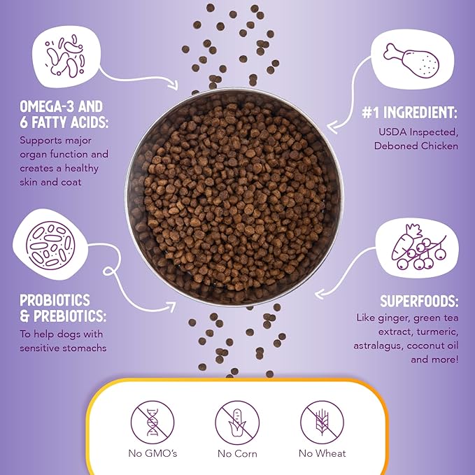 Health Extension Little Bites Dry Dog Food for Small Breeds, Chicken & Brown Rice Recipe, with Probiotics & Superfoods for Digestion & Coat Health, 1 lb Bag