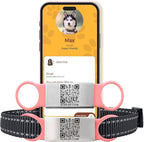 Smart Slide-On QR Code Pet Tag – Silent Dog & Cat ID Tag with Laser Engraving – Stainless Steel & Silicone – No App Needed – Custom Pet Profile – Fits Most Collars (Light Pink, Small)