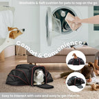 Petsfit Expandable Cat Carrier Large for 2 Cats, Soft-Sided Pet Carrier, 19x12x12 Inches, 2 Extensions for Adding Comfort, Fit for Pet Up to 15 Lbs, Black