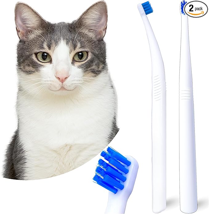 Small Dog Toothbrush, Cat & Puppy Tooth Brushing Kit, Ultra Soft & Mini 15° Curved Head Teeth Brush for Kitten & Tiny Pet, Doggy Toothbrushes Deep Dental Clean, Soft Bristles, 2 PCS - White