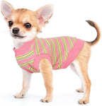 Dog Shirt, Pet Clothes for Chihuahua, Yorkie Teacup Costumes Striped, Small Dogs Sleeveless Tank Top Vest, Breathable Cotton Puppy T-Shirt, Cat Apparel Outfit (Pink, XS)