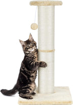PAWSCRAT Cat Scratching Post 32" Tall, Large Diameter Natural Sisal Cat Scratch Post with Dangling Ball, Scratch-Resistant and Durable Tall Cat Scratcher for Indoor Cats, Protect Your Furniture, Beige