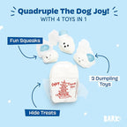Barkbox Dog Toy 2 in 1 Interactive, Plush Exterior Material & Squeaker, Tearable Dog Toy with Squeaky Ball Inside, Ideal for Toy Destroyers - Andi's Dumpling, Small