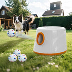 Automatic Ball Launcher for Dogs - Dog Ball Thrower Launcher with 3 Etpu Sphere, 3 Adjustable Distances (20ft/33ft/46ft), Interactive Thrower Machine, Mental Stimulation Dog Toys