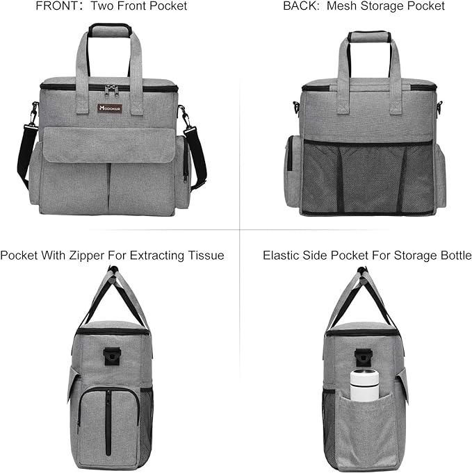 Modoker Dog Travel Bag, Weekend Pet Travel Set for Dog and Cat, Airline Approved Tote Organizer with Multi-Function Pockets, 2 Food Storage Containers, 2 Collapsible Bowls, 1 Feeding Mat (Grey)