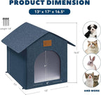 Outdoor Cat House Feral Cat Shelter,Outside Waterproof Cat House for Outdoor/Indoor Cats, Insulated Cat Bed for All Seasons with Cozy Cushion Easy to Assemble (Navy Blue, Floor Spike Style)