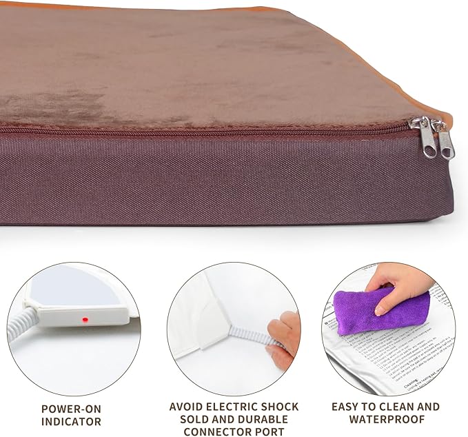 NAMOTEK Outdoor Heated Pet Bed for Cats Dog in Winter with Orthopedic Foam Base Auto Constant Temperature Electric Heating Pad & Waterproof Liner for Dog House Cabin Cot Doorway(23"L x 19"W x 1.7"Th)