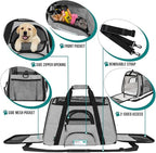 PetAmi Airline Approved Pet Carrier for Cat, Soft Sided Dog Carrier for Small Dogs, Cat Travel Supplies Accessories for Indoor Cats, Ventilated Pet Carrying Bag Medium Large Kitten Puppy, Large Gray