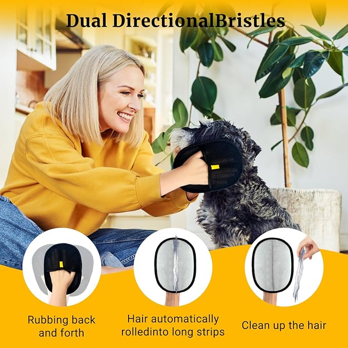 3Pack Upgraded Pet Hair Removal Glove for Dogs & Cats, Reusable Electrostatic Pet Hair Remover Glove for Couch, Furniture, Carpet & Car Seat, Best Grooming Gloves for Pets Hair Removal & Massage