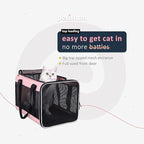 Easy Top Load Large Cat Carrier for Large and Medium Cats, Small Dogs. Easy to get cat in, Carry, Storage, Clean and Escape Proof, Pink