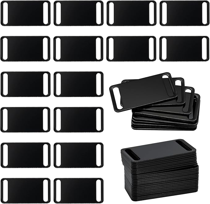 StayMax Aluminum Engraving Blanks Tags Stamping Blanks Tags Blank Dog Tag Pet ID Tag 25 Pieces (Black)