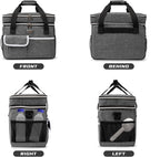 BAGLHER Dog Travel Bag for Supplies - Double-Layer Airline Approved Weekend Pet Travel Organizer Set for Dog and Cat Tote with 2 Pet Food Containers and 2 Collapsible Silicone Bowls Grey