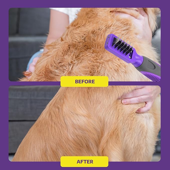 Dematting Comb for Dogs by Hertzko - Grooming Tool for Long and Short Haired Pets - Matted Cat Fur Remover for Small Dogs, Cats, and Rabbits - Tangle and Knot Remover Brush
