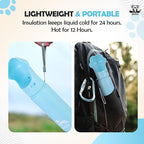 Gulp by Duna 18oz Travel Dog Water Bottle with Paw-Shaped Bowl, Insulated Stainless Steel | Leakproof Portable with Carry Strap for Outdoor Walking, Hiking & Pet Hydration On-The-Go | Blue