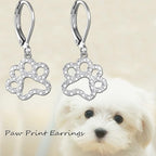 Paw Print Earrings Sterling Silver Leverback Dog Paw Earrings Puppy Paw Drop Dangle Earring for Women Girls