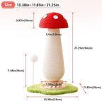 Mushroom Cat Scratching Post Cat Tree, 21.5‘’ H Cute Cat Scratcher Tower with Durable Solid Wood Turntable Toy, Mushroom Scratch Post Cat Toys Cat Sisal Scratcher with Catnip for Indoor Cats