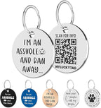 MYLUCKYTAG QR Code Stainless Steel Dog ID Tag, Personalized, Digital Pet Tag, Engraved