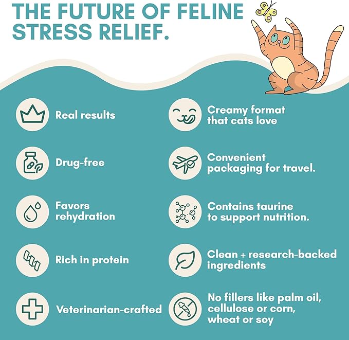 ALBERT & MIA Lickable Cat Calming Treats - Stress & Anxiety Relief for Indoor Cats - Tasty & Vet Calming Treats for Cats & Kittens (Calm Care for Grooming, Car Rides, Travel and Sleep Aid) 20 Pack