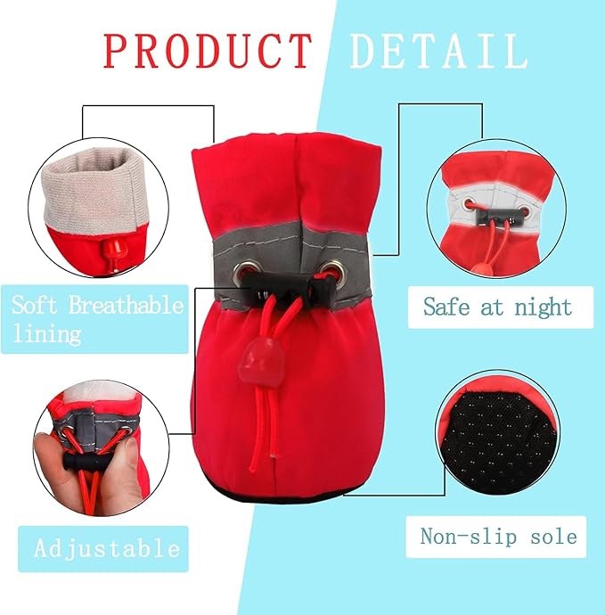 YAODHAOD Dog Shoes for Hot Pavement, Anti-Slip Sole Dog Boots & Paw Protector for Summer, Reflective Straps Dog Booties for Small Medium Dogs, Indoor Use 4PCS (Red,Size: 2)