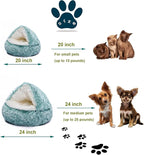 Cat Bed Round Hooded Plush Fluffy Cat Bed Cat Cave Bed for Indoor Cats & Dogs Burrow Cat Donut Small Dog Bed Calming Pet Beds Fuzzy Coverd Cat Nest Puppy Bed Tent Machine Washable