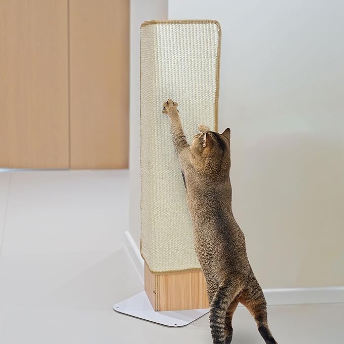 Cat Scratcher, Sisal Corner Scratching Pad, 28 Inch Cat Scratcher Natural Sisal Furniture Protector with Catnip
