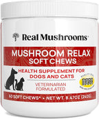 Real Mushrooms Calming Treats for Dogs & Cats – Reishi, Lion’s Mane, Botanicals – Cat & Dog Soft Chews for Daily Use – Calming Chews for Cats & Dogs – 60 ct Grain-Free Pet Bites