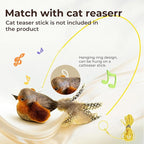 2-pack catnip cat toys that stimulate indoor cats' natural hunting instincts,Interactive plush bird toy with realistic chirping sounds to tease your cat (Brown artificial bird + green artificial bird)