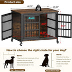 EasyCom 41"/33"/27" Dog Crate Furniture with Name Tag, Heavy Duty Dog Kennel Indoor for Medium Dogs, Double-Doors Sturdy Metal Dog Cage for Anxiety Dog, Decorate House as TV Stand, End Table