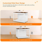 DWANTON Dog Crate Furniture with Cushion, Wooden Kennel Table with Double Doors, Indoor Dog House, Large Size, 38.5" L, White+Rustic Brown