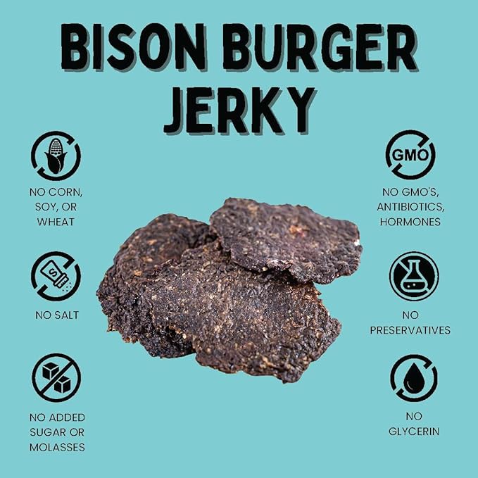 Winnie Lou Bison Burger Jerky Dog Treats – Limited Ingredient, Human Grade, Training Treats for Small, Medium & Large Dogs, Made in USA (2 Pack)
