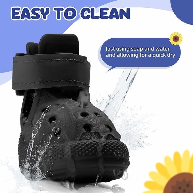 Lukovee Dog Shoes for Hot Pavement - Breathable Non Slip Dog Sandals with Reflective Stripes, Easy ON & Off, Easy-Clean Summer Outdoor Pet Boots for Small Medium Large Dogs (Black, Size 2)