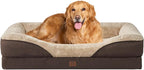 EHEYCIGA Memory Foam XL Dog Bed for XLarge Sized, Extra Large Orthopedic Dog Sofa with Sides and Waterproof Liner, Washable Bolster Pet Bed Couch with Removable Cover, 42x30x7.5 Inch, Brown