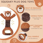 Squeaky Dog Toys - Plush Tug of War with Crinkle Paper, Interactive Pull Toy for Puppies to Large Dogs